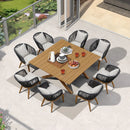 PURPLE LEAF Teak Patio Dining Set with Cushions and Pillow All-Weather Wicker Patio Table Set for Garden, Deck, and Yard