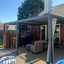 PURPLE LEAF Caesar Solar Louvered Pergola with LED Strip Lights and Control Panel Aluminum Outdoor Pergola with Adjustable Roof for Patio Deck Garden Yard Gray