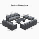 PURPLE LEAF Sanori L-Shaped Patio Couch Set Modular Sofa with Grey Cushions for Backyard