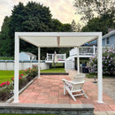 PURPLE LEAF Athena Louvered Pergola Modern White Pergola with Adjustable Roof for Deck Backyard Garden