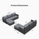 PURPLE LEAF Sanori L-Shaped Patio Couch Set Modular Sofa with Grey Cushions for Backyard