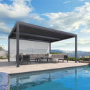 PURPLE LEAF Athena Louvered Pergola Grey Outdoor Aluminum Pergola with Roller Blind Adjustable Gazebo for Patio Deck Garden