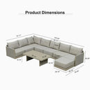 PURPLE LEAF Sanori L-Shaped Patio Couch Set Modular Sofa with Beige Cushions for Backyard