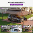 PURPLE LEAF Outdoor Metal Carport Gazebo Bronze Steel Roof Aluminum Frame Shelter for Parking