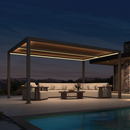 PURPLE LEAF Athena Louvered Pergola Bronze Outdoor Aluminum Pergola with Strip Lights Adjustable Gazebo for Patio Deck Garden