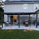 PURPLE LEAF Caesar Solar Louvered Pergola with LED Strip Lights and Control Panel Aluminum Outdoor Pergola with Adjustable Roof for Patio Deck Garden Yard Gray