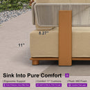 PURPLE LEAF Breck U-Shaped Modular Outdoor Sectional with Wood-Grain Aluminum Frame and Thick Teak-Colored Cushions for Family Entertaining