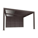 PURPLE LEAF Athena Louvered Pergola Bronze Outdoor Aluminum Pergola with Shutter Wall Adjustable Gazebo Rainproof for Patio Deck Garden