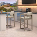 PURPLE LEAF Caesar Bar Stools Modern Aluminum Barstools with Stainless Removable Cushion for Kitchen Outside Island Backyard