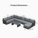 PURPLE LEAF Sanori L-Shaped Patio Couch Set Modular Sofa with Grey Cushions for Backyard
