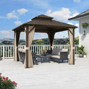 PURPLE LEAF Hardtop Gazebo Featuring Galvanized Steel Double Roof and Bronze Aluminum Frame with Curtains and Netting for Patio and Poolside