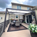 PURPLE LEAF Athena Louvered Pergola Modern Grey Pergola with White Roof for Deck Backyard Garden