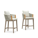 PURPLE LEAF Hailar Outdoor Bar Stools Chair Modern Rattan Bar Stool with Back and Cushion for Balcony, Indoor or Outdoor, Kitchen Island