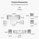 PURPLE LEAF Sicilia Classical Modular Outdoor Sectional with Oatmeal Greige Cushions Flexible Layout for Commercial Spaces