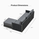 PURPLE LEAF Sanori L-Shaped Patio Couch Set Modular Sofa with Grey Cushions for Backyard