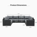 PURPLE LEAF Sanori L-Shaped Patio Couch Set Modular Sofa with Grey Cushions for Backyard