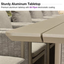 PURPLE LEAF Sanori Patio Dining Set Modern Large Weather-Resistant Table and Aluminum Chairs with Cushions for Garden Beige