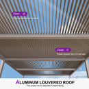 PURPLE LEAF Athena Louvered Pergola Modern Champagne Pergola with Adjustable Roof for Deck Backyard Garden
