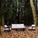 PURPLE LEAF Tuscany U-Shaped Patio Conversation Set with Removable Cushions and Pillows Bronze Aluminum Frame Outdoor Couch Sets for Porch Yard Garden