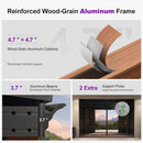 PURPLE LEAF Wall Mounted Sunroom Galvanized Steel Sloped Roof Lean-to Enclosed Aluminum Grey Frame Wood Grain Columns for Outdoor Home Extension