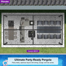 PURPLE LEAF Caesar Louvered Pergola with Yellow String Lights Patio Aluminum Pergola with Independent Adjustable Rainproof Roof Hardtop Pergola for Outdoor Deck Garden Yard