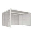 PURPLE LEAF Athena Louvered Pergola white Outdoor Aluminum Pergola with Shutter Wall Adjustable Gazebo Rainproof for Patio Deck Garden