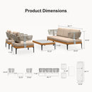 PURPLE LEAF Sicilia Classical Modular Outdoor Sectional with Sunbrella Khaki Cushions Flexible Layout for Porch Relaxation Space