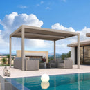 PURPLE LEAF Athena Louvered Pergola Modern Champagne Pergola with Adjustable Roof for Deck Backyard Garden