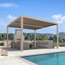 PURPLE LEAF Athena Louvered Pergola Modern Champagne Pergola with Adjustable Roof for Deck Backyard Garden