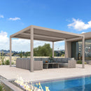 PURPLE LEAF Athena Louvered Pergola Modern Champagne Pergola with Adjustable Roof for Deck Backyard Garden