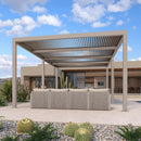 PURPLE LEAF Athena Louvered Pergola Modern Champagne Pergola with Adjustable Roof for Deck Backyard Garden