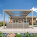 PURPLE LEAF Athena Louvered Pergola Modern Champagne Pergola with Adjustable Roof for Deck Backyard Garden
