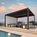 PURPLE LEAF Athena Louvered Pergola Khaki Outdoor Aluminum Pergola with Solid Color Roller Blind Adjustable Gazebo for Patio Deck Garden