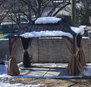 PURPLE LEAF Outdoor Hardtop Gazebo for Garden Bronze Double Roof Aluminum Frame Pavilion