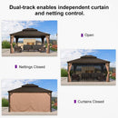 PURPLE LEAF Outdoor Hardtop Gazebo for Garden Bronze Double Roof Aluminum Frame Pavilion with Reinforcement Support Rod