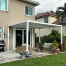 PURPLE LEAF Athena Louvered Pergola Modern White Pergola with Adjustable Roof for Deck Backyard Garden