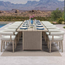PURPLE LEAF Provence Patio Dining Set Luxury Modern Conversation Set Aluminum Large Rectangle Dining Table and Chairs with Olefin Cushion Outdoor Furniture Set for Garden Porch Deck Backyard