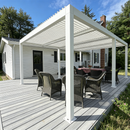 PURPLE LEAF Athena Louvered Pergola Modern White Pergola with Adjustable Roof for Deck Backyard Garden
