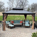 PURPLE LEAF Outdoor Hardtop Gazebo for Garden Bronze Double Roof Aluminum Frame Pavilion