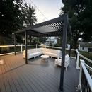 PURPLE LEAF Caesar Solar Louvered Pergola with LED Strip Lights and Control Panel Aluminum Outdoor Pergola with Adjustable Roof for Patio Deck Garden Yard Gray