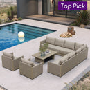 PURPLE LEAF Sanori L-Shaped Patio Couch Set Modular Sofa with Beige Cushions for Backyard