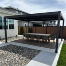 PURPLE LEAF Caesar Solar Louvered Pergola with LED Strip Lights and Control Panel Aluminum Outdoor Pergola with Adjustable Roof for Patio Deck Garden Yard Gray