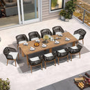 PURPLE LEAF Patio Dining Set with Sunbrella Fabric Cushions and Aluminum Table All-Weather Wicker Patio Table Set for Deck