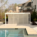 PURPLE LEAF Athena Louvered Pergola white Outdoor Aluminum Pergola with Shutter Wall Adjustable Gazebo Rainproof for Patio Deck Garden