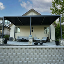 PURPLE LEAF Caesar Solar Louvered Pergola with LED Strip Lights and Control Panel Aluminum Outdoor Pergola with Adjustable Roof for Patio Deck Garden Yard Gray