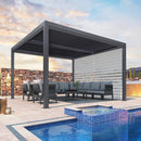 PURPLE LEAF Athena Louvered Pergola Grey Outdoor Aluminum Pergola with Roller Blind Adjustable Gazebo for Patio Deck Garden