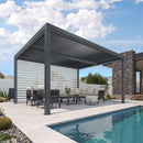 PURPLE LEAF Athena Louvered Pergola Grey Outdoor Aluminum Pergola with Roller Blind Adjustable Gazebo for Patio Deck Garden