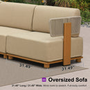 PURPLE LEAF Breck Open-End Modular Outdoor Sectional with Wood-Grain Aluminum Frame and Thick Teak-Colored Cushions for Open-Air Comfort