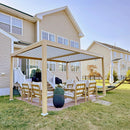 PURPLE LEAF Caesar Louvered Pergola Outdoor Wood Grain Aluminum Pergola with Adjustable Roof Patio Hardtop Gazebo for Backyard Garden