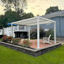 PURPLE LEAF Athena Louvered Pergola Modern White Pergola with Adjustable Roof for Deck Backyard Garden